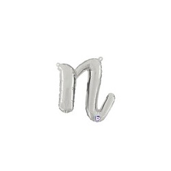 N Letter Silver Script 14 in.